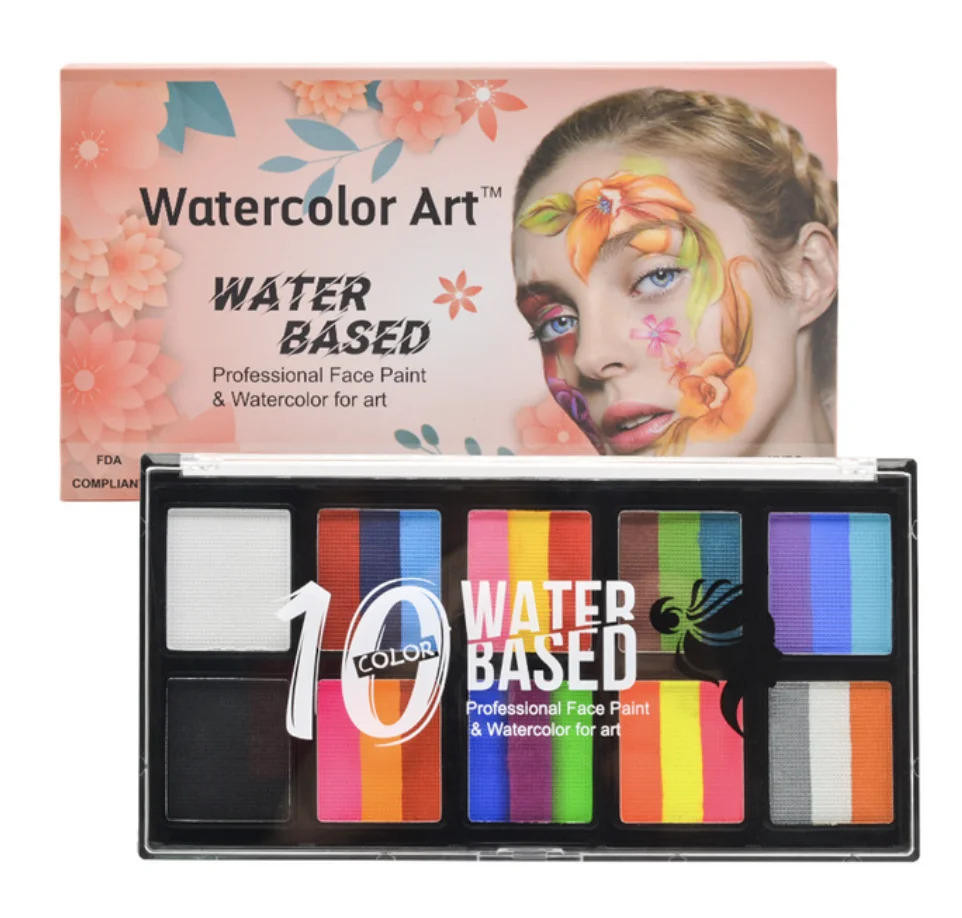 

Multi-color Face Color Body Painting Kit Children's Safe Non-toxic Flash Tattoo Art Palette Makeup Halloween Dance Party Makeup