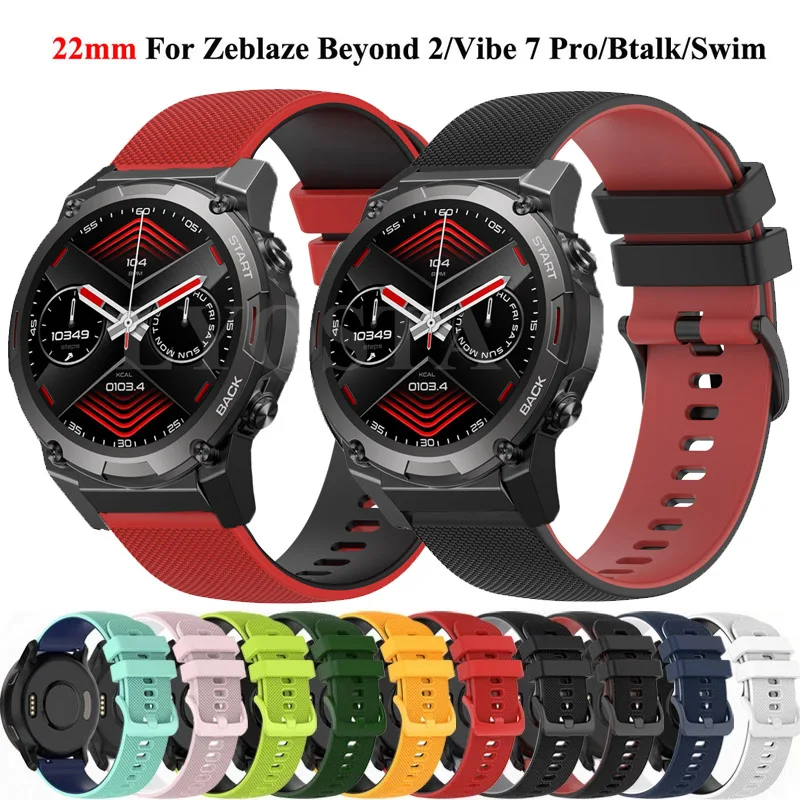 

For Zeblaze Vibe 7 Pro Watch Strap Band Bracelet For Zeblaze Stratos 2 Btalk 2 Lite 22mm Silicone Strap Replacement Watchband