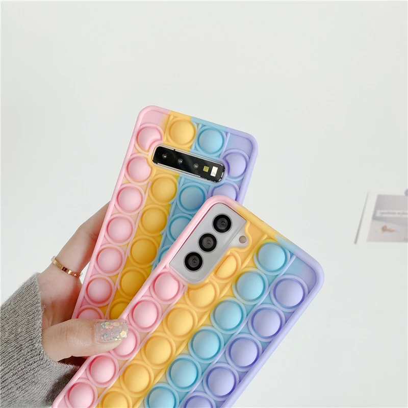 Pop Fidget Toys Bubble Phone Case For Samsung Galaxy A42 A50 A51 A52S A53 A70 A71 A72 A73 A7 2018 J8 J4 J6 J7 A6 Plus M52 Cover