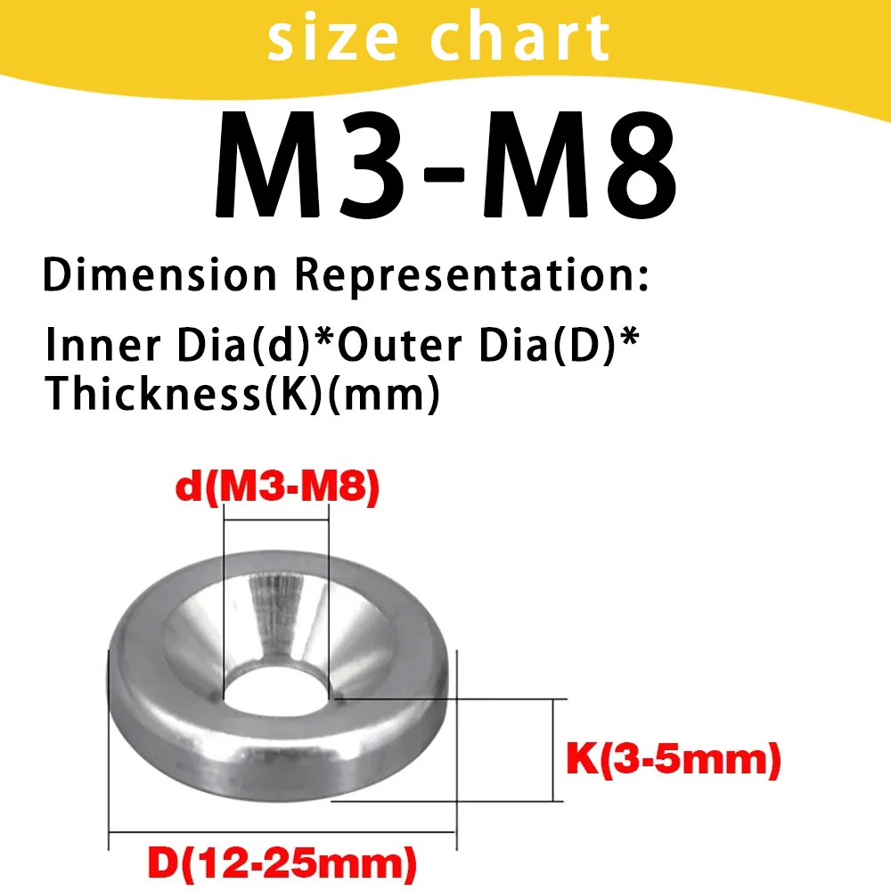 Вогнутые выпуклые конические шайбы M3 M4 M5 M6 M8 M10