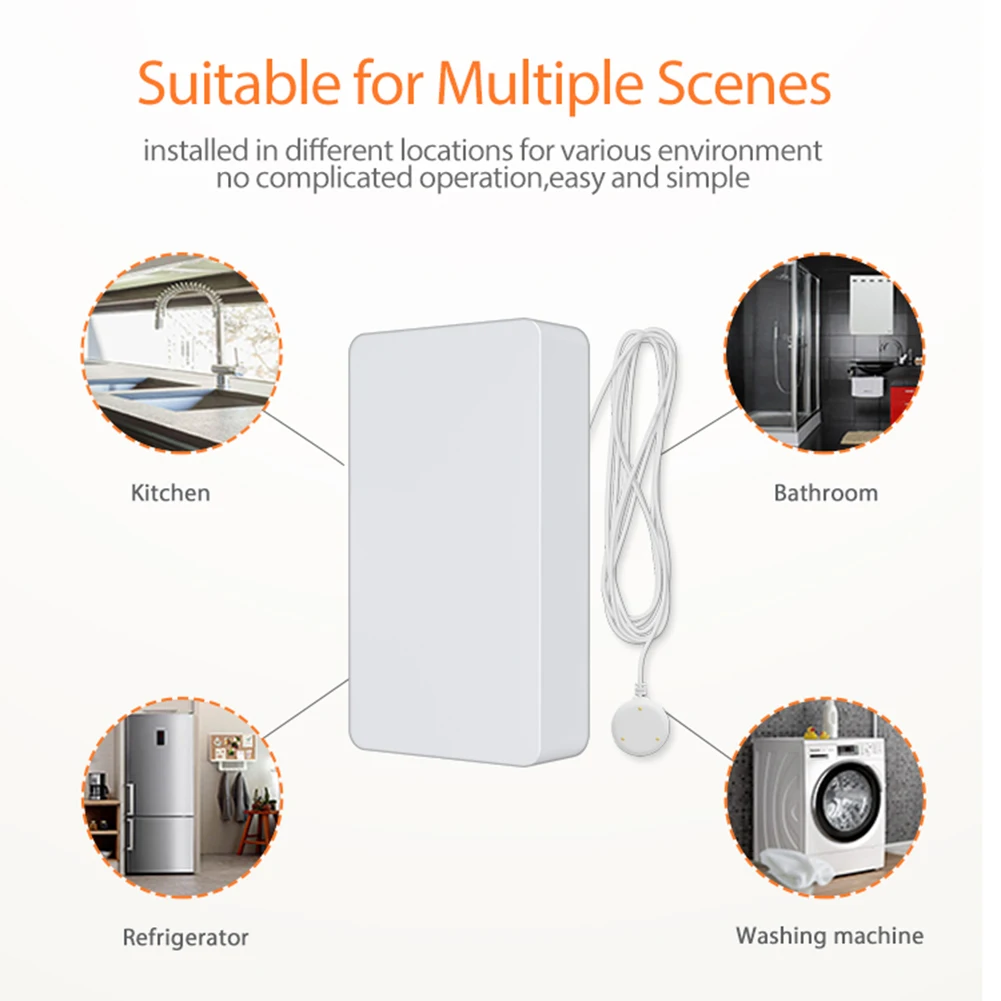 

Tuya ZigBee Water Leak Sensor Detector Remote Control 2.4GHz Water Leakage Monitoring Battery Powered Portable for Apartment