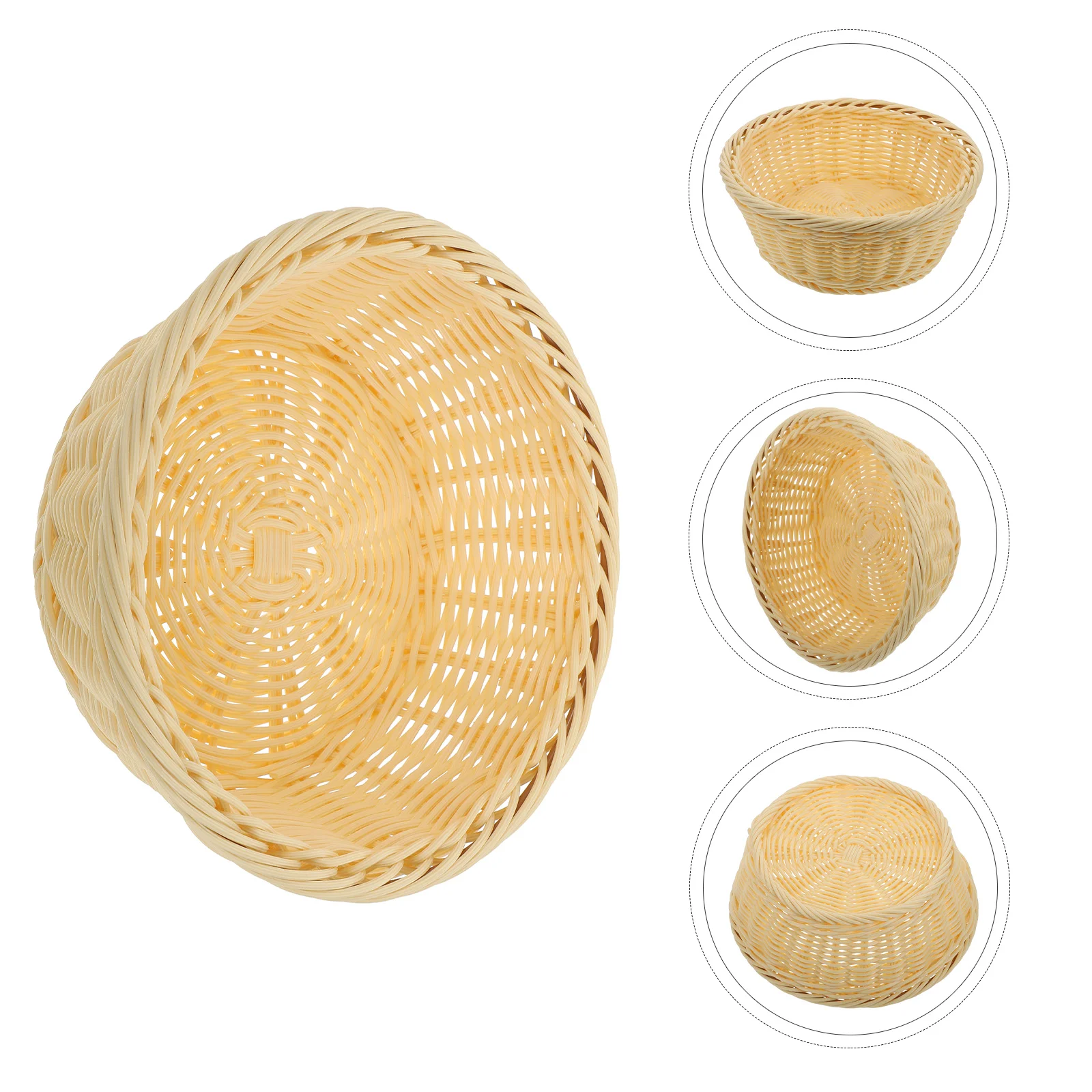 

Snack Storage Bins Snack Container Desktop Organizer Vanity Basket Straw Container Round Rattan Basket Bread Rattan Key Holder