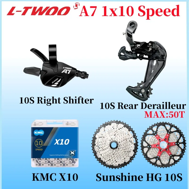 

LTWOO A7 1X10S MTB Bike Groupset 10 Speed Shift Lever Derailleur SUNSHINE Cassette 11-42T 46T 50T KMC X10 10V Chain for SRAM