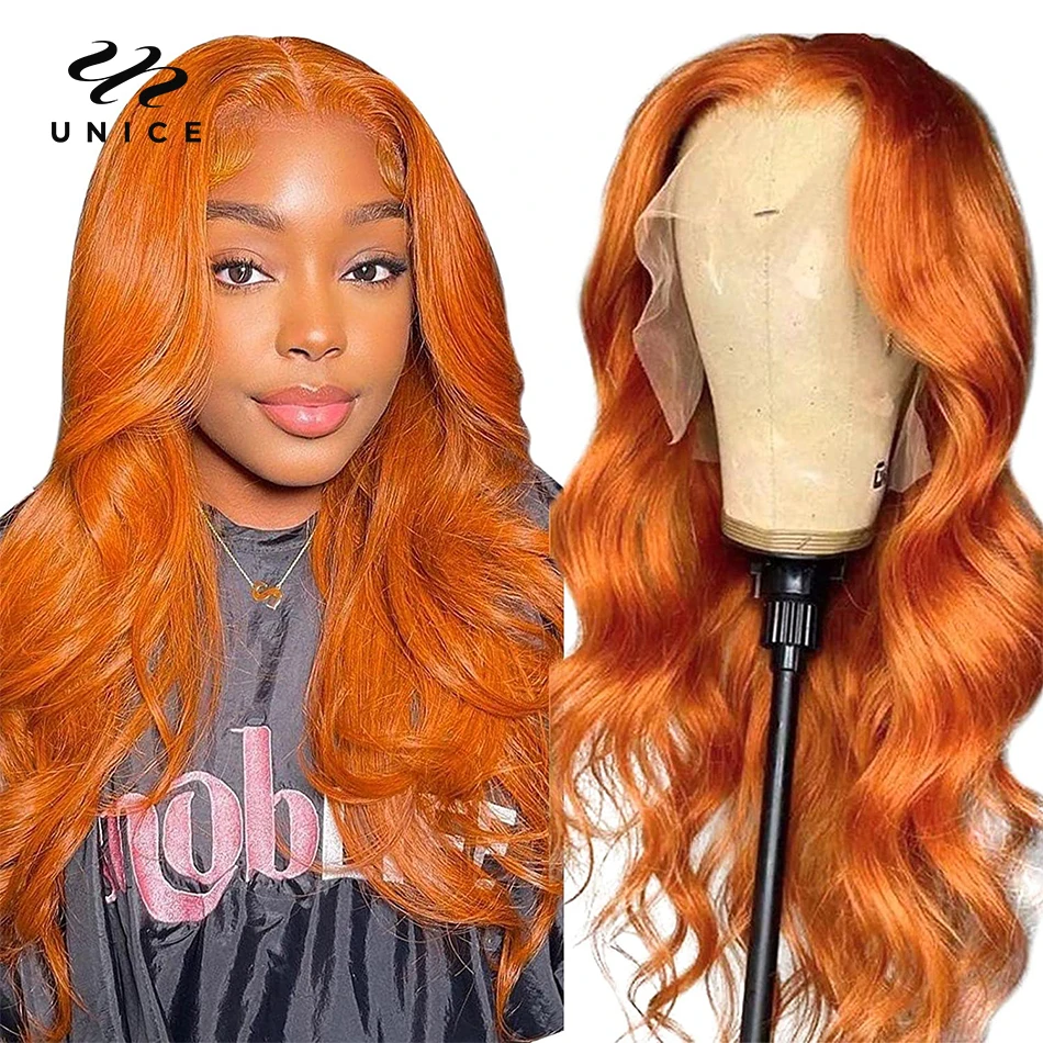 

UNice Hair Ginger Lace Front Wig 13x4 Fall Color Peruvian Body Wave Wig 4x1 T Part Orange Wig Lace Front Human Hair Wigs