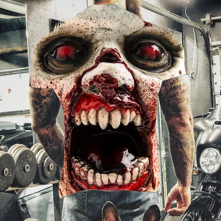 

Men's 3D Printed Round Neck T-shirt, Halloween Horror Printed Casual Shirt, Round Neck Top, Short Sleeved Clothing, 2023 Novelty