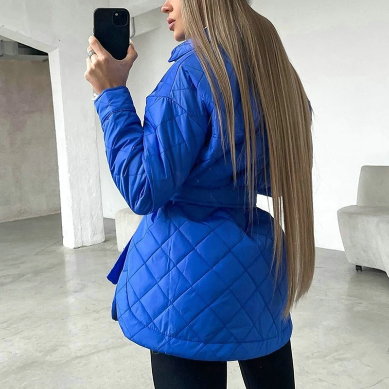 Women'S Winter Quilted Coats 2022 Women Warm Single Breasted Long Parkas Streetwear Vintage Famale Loose Cotton Padded Jackets