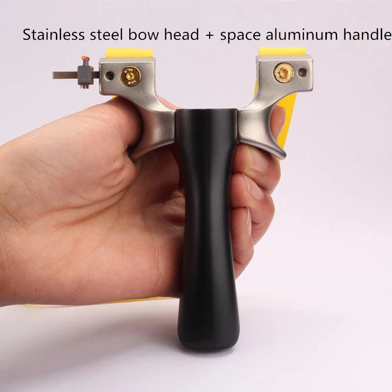 

Flat Rubber Band Precision Outdoor Competitive Hunting Aviation Aluminum Handle Precision Catapult Slingshot Tool