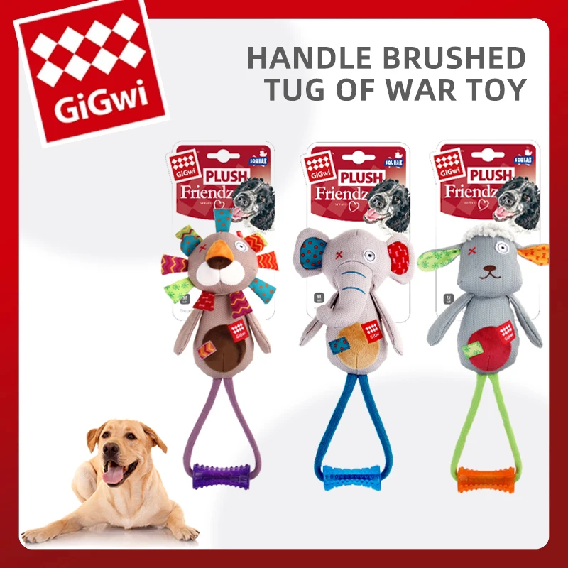 

GiGwi Cute Pet Dog Plush Toys with Handle Squeaky Toy Interactive Training Doll for Medium and Large Dogs Durable Chew Toy