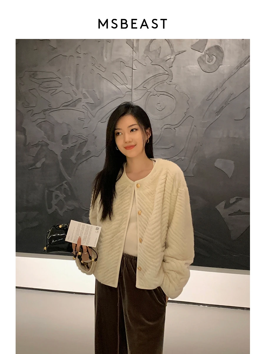 V-Shaped Leather Purple Standard Mink Fur Coat Female Marten Overcoats Whole Mink O-neck Short