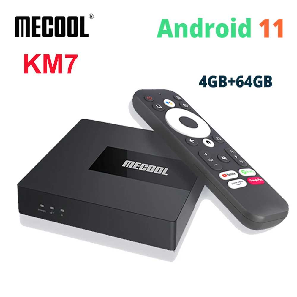 ТВ-приставка Mecool KM7 сертифицированная Android 11 A 4 + 64 ГБ DDR4 Amlogic S905Y4 | Электроника