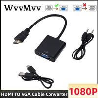 wvvmvv hd 1080p hdmi male to vga famale cable converter with audio power supply adapter digital analog for tablet laptop pctv
