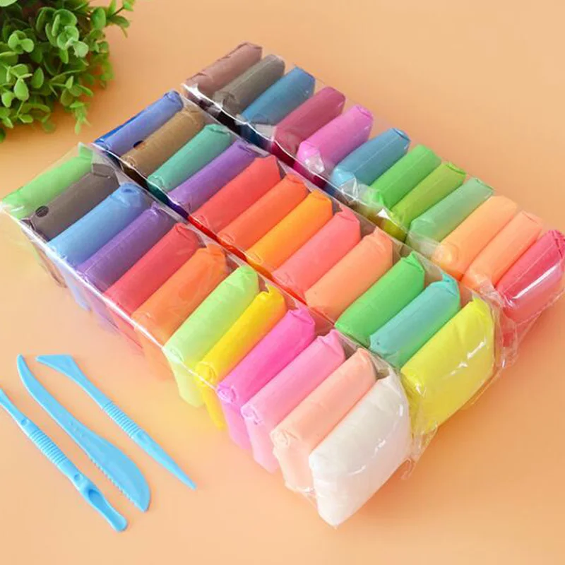 

Air Dry Plasticine Modeling Clay Educational 5D Toy For Children Gift Play Dough 36 Colors Light Playdough Slimes Kids Polymer
