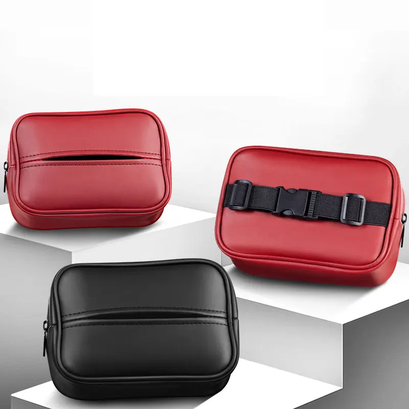 

Universal PU Leather Car Tissue Box Cover Sun Visor Chair Back Hanging Type Car Tissue Box Armrest Box Towel Tissue Storage Case