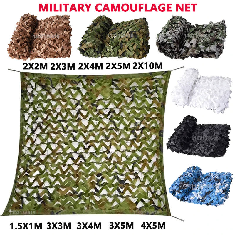Red de camuflaje militar para uniforme militar, Red de camuflaje para caza, tienda de campaña para coche, blanco, azul, verde, negro, jungla