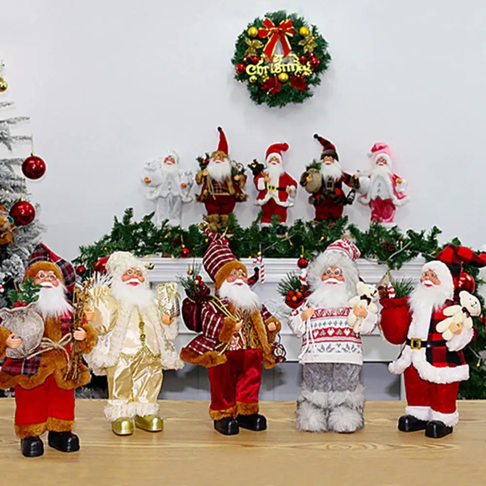 

Christmas Santa Claus Doll Standing Posture Desktop Ornament Xmas Pendants Lovely Festive New Year Merry Christmas Decor Gift