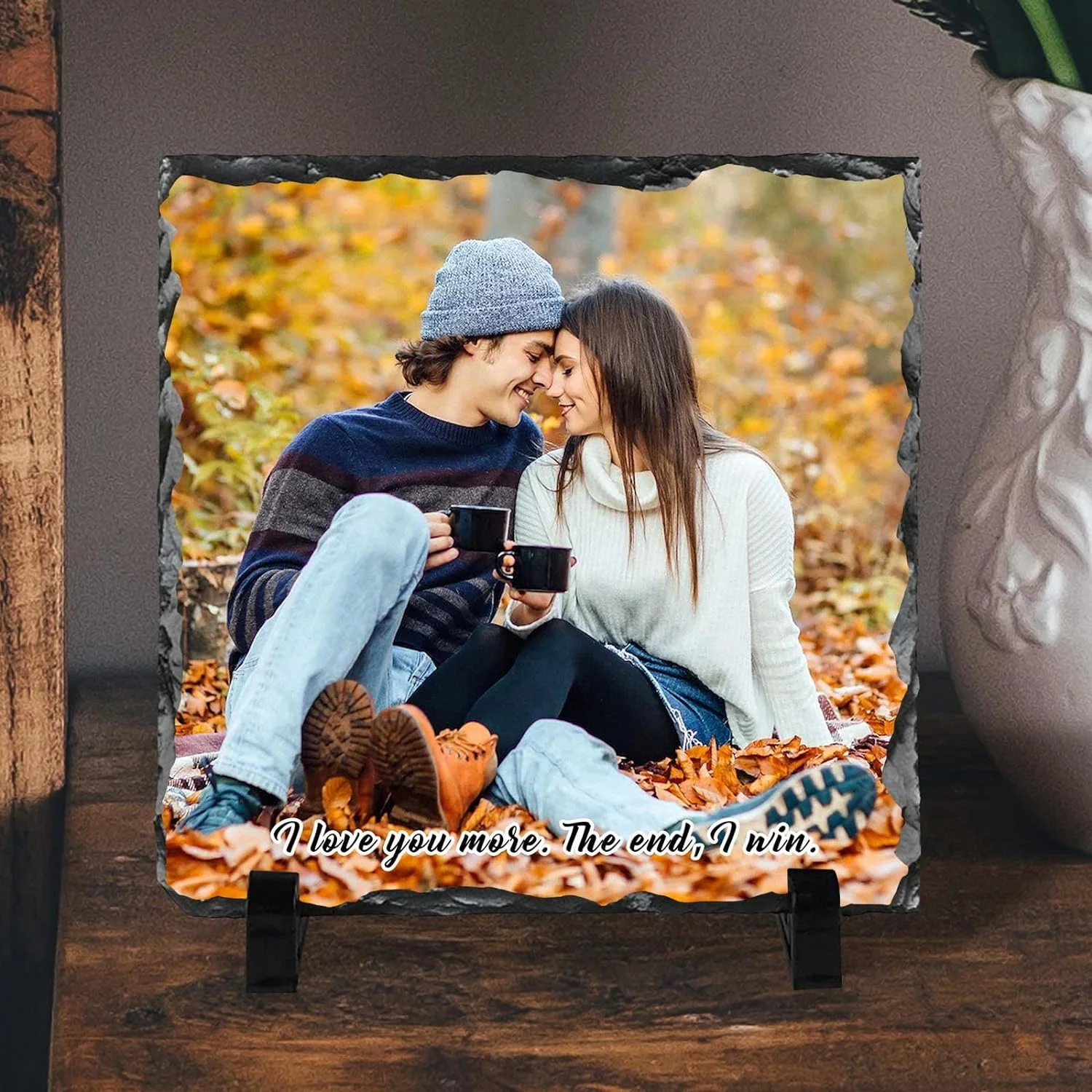 

Personalized Slate Picture Frames Square Frame Custom Photo And Text Wedding Anniversary Birthday Valentine's Day Gifts