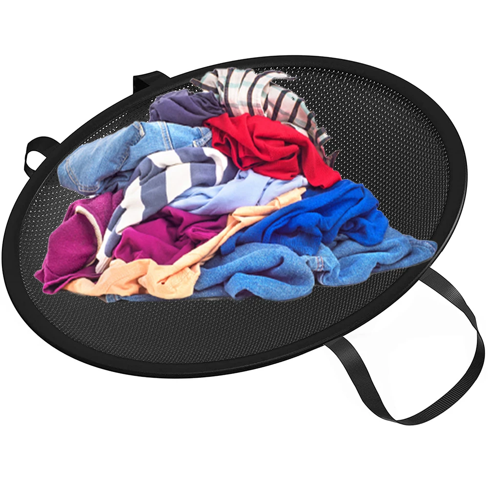 24in/61Cm Foldable Laundry Hamper Basket Creative Portable Clothes Storage Basket Bag Oval Tub Home Dryer Helper Clothes Carrier