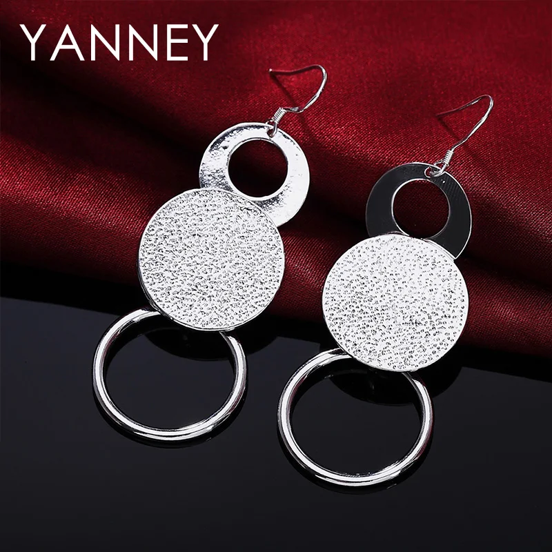 

76MM Luxury 3 Round Earrings Women Fashion 925 Sterling Silver Earrings Jewelry Wedding Gifts Free Shipping
