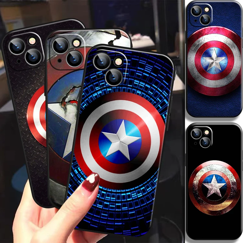 

Marvel Captain America Shield For iPhone 14 13 12 11 Pro Mini X XR XS Max SE 7 8 Plus Phone Case Funda Cover Cases