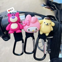 kawaii sanrios my melody pompompurin cartoon cute punch free electric car bicycle front multi function hook keychain ornament