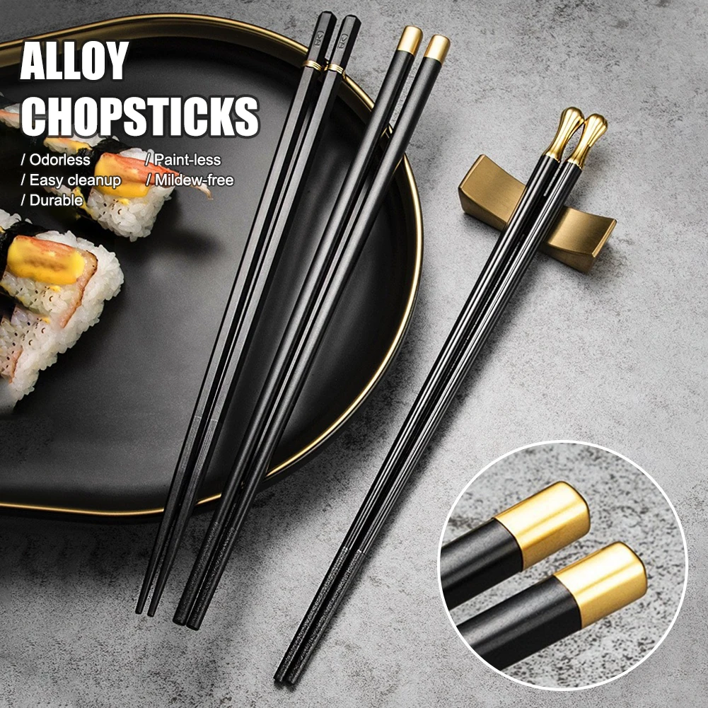 

5Pairs Chinese Chopsticks Reusable Glass Fiber Lightweight Chopstick Non-Slip Mildew-Free Rust-proof Gift Set for Home Christmas