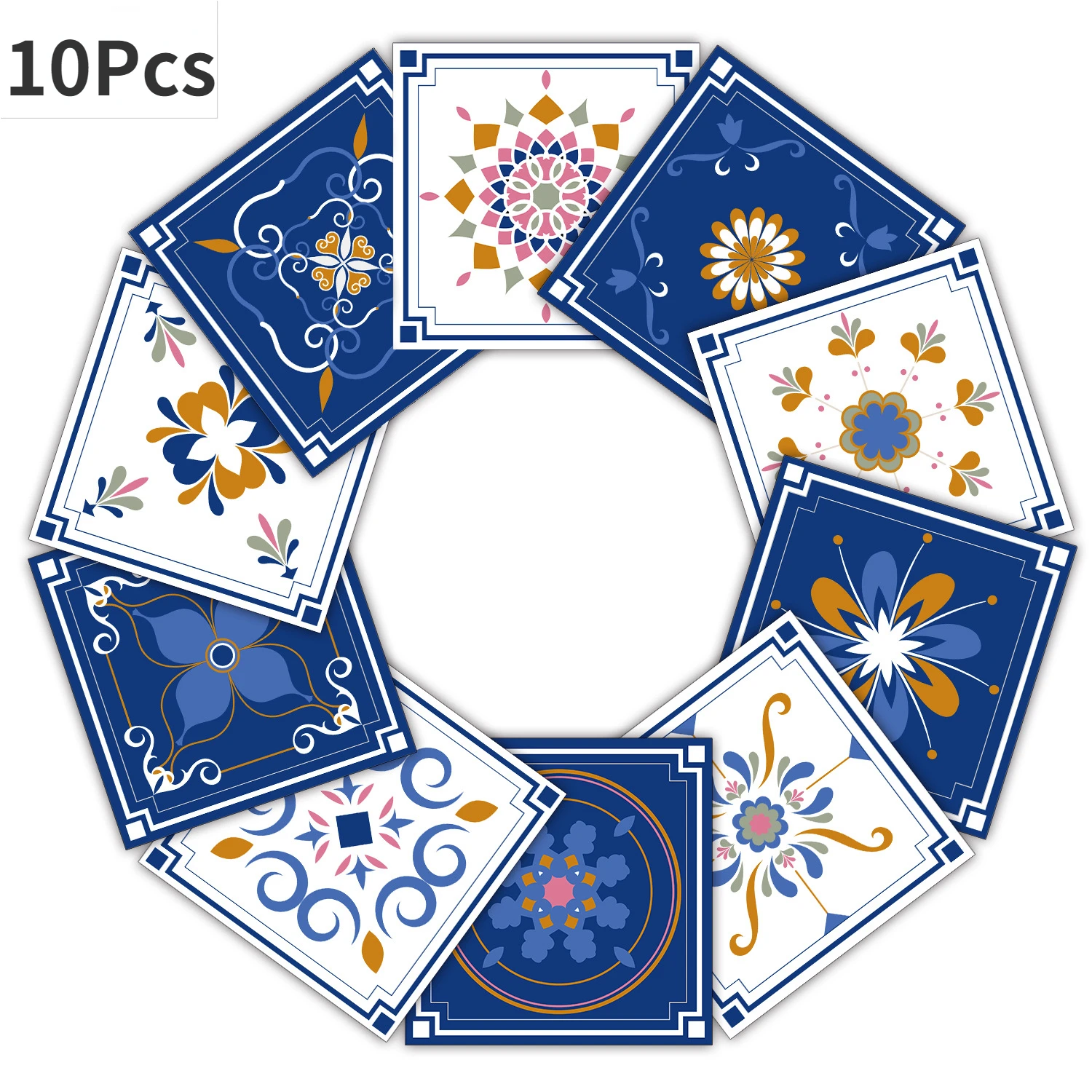 

10pcs Tile Stickers Self-adhesive Kitchen Oil-proof Waterproof Stickers Wall Tiles Imitation Tile Wall Stickers