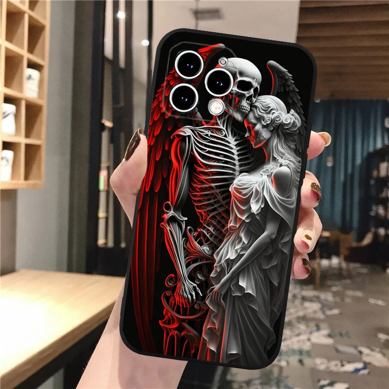 Чехол для телефона с рисунком скелета черепа женщины поцелуй татуировки iphone 16 15 14