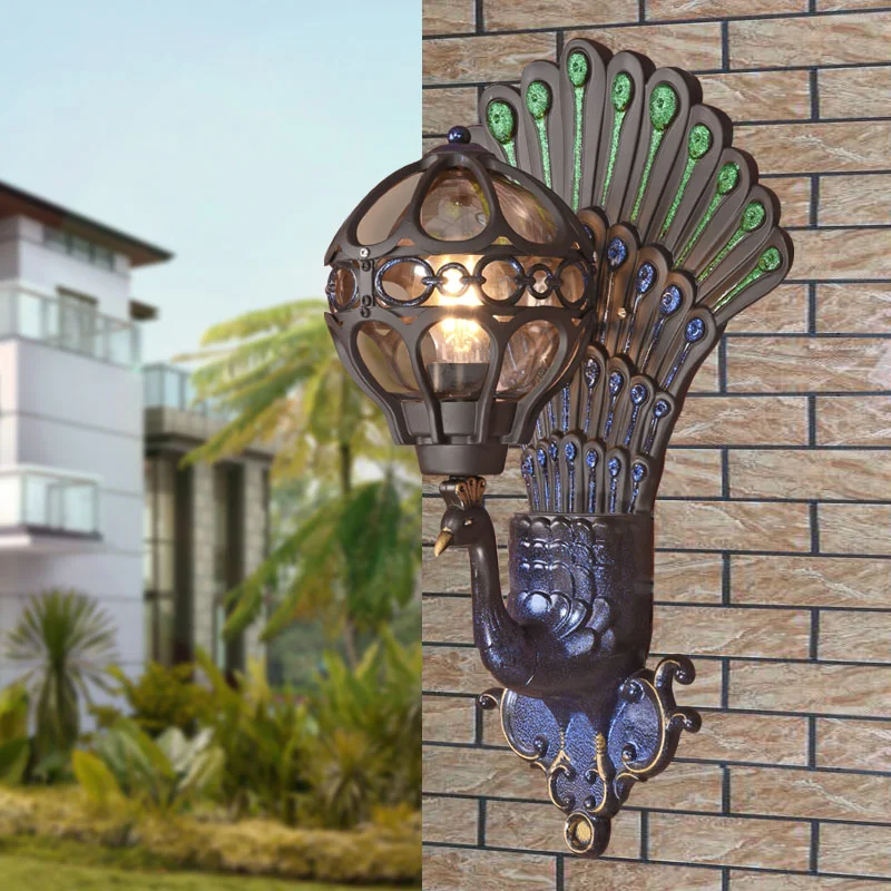 

Наружная настенная лампа, Европейский двор, наружные водонепроницаемые лампы, балкон, ретро, вилла, дверь, сад, павлин, американское настенн...