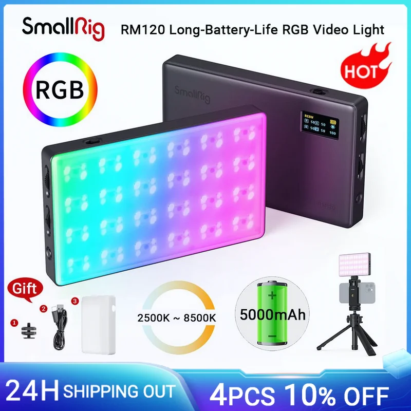 Фото SmallRig RM120 с длинным аккумулятором-ресурс RGB-видео светильник универсальная RGB-камера светильник портативная полноцветная цельнометаллическая фотография для TikTok 3808 №1
