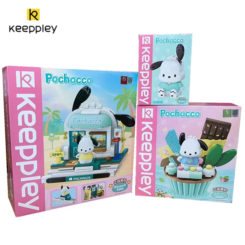 

Keeppley New Sanrio Collection Pochacco Street View Building Blocks Cute Cake Model Toy Splice Decoration Gift