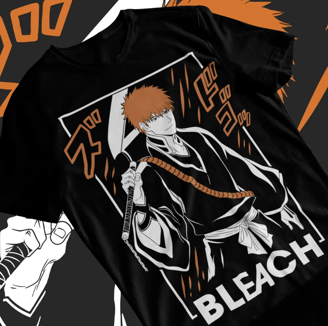 Ichigo Kurosaki футболка Отбеливатель Аниме Манга полоса ужас рубашка Мягкая