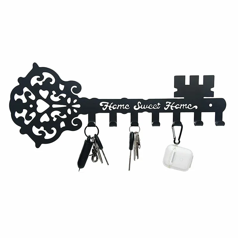 

Key Holder Hooks Sweet Home Wall Mounted Decorative Black Metal HangerHome Living Room Interior Decoration Metal Art Wall Art