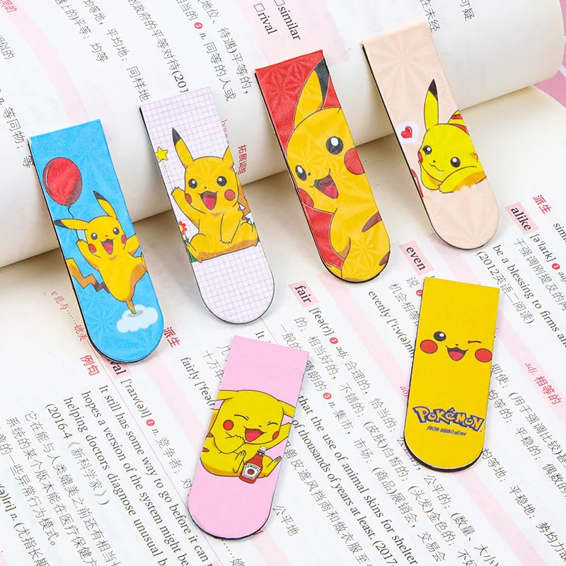 

6pcs/set Cute Pokémon Soft Magnet Book Holder Cartoon Anime Pokemon Pikachu Bookmark Children's Favorite Study Stationery