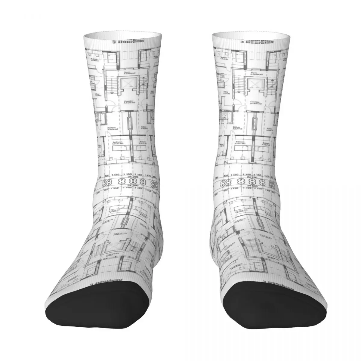

Detailed Architectural One Story Private House Blueprints And Drawings Socks Soft Stockings All Season Long Socks for Man Woman