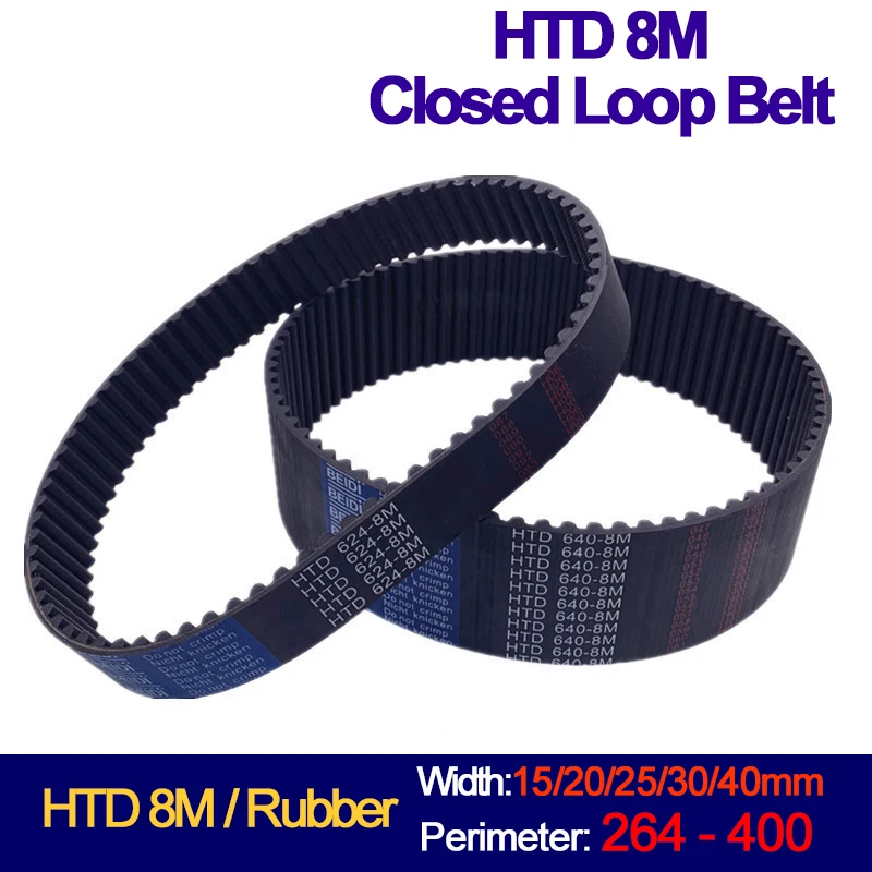 HTD 8M Timing Belt Width15 20 25 30 40mm Length264 288 320 336 344 352 360 368 376 384 400mm Closed-Loop Rubber Synchronous Belt