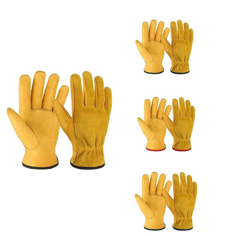 

1 Pairs Cowhide Leather Work Gloves Gardening Glove for Mens and Womens Driver Construction Yardwork Gardening