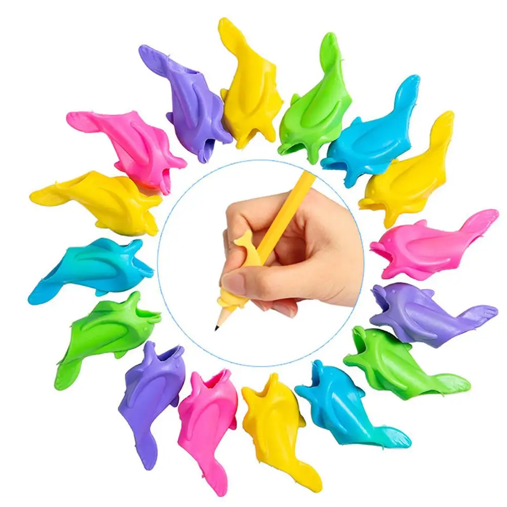 10pcs Children Kids Grip Pen Holder Fish-shaped Soft Toddler Learning Writing Tool Correction Device Pencil Grasp Aid Stationery
