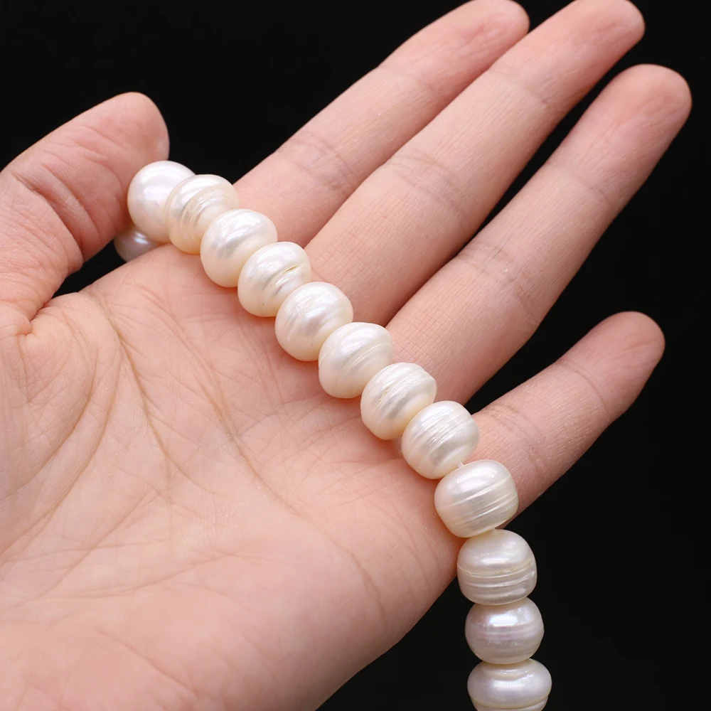 13-14mm Natural Freshwater Pearl Beads White Round Large Loose Perles For DIY Craft Bracelet Necklace Accessory Jewelry Making