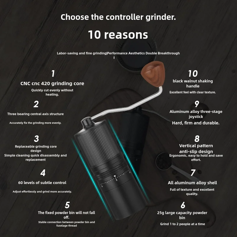 Портативная кофемолка M60 ручная с 60 насадками