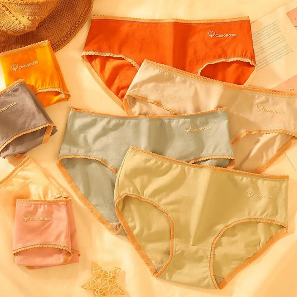 

Женские хлопковые удобные трусики средней посадки для девочек, антибактериальное нижнее белье с промежностью, однотонное нижнее белье
