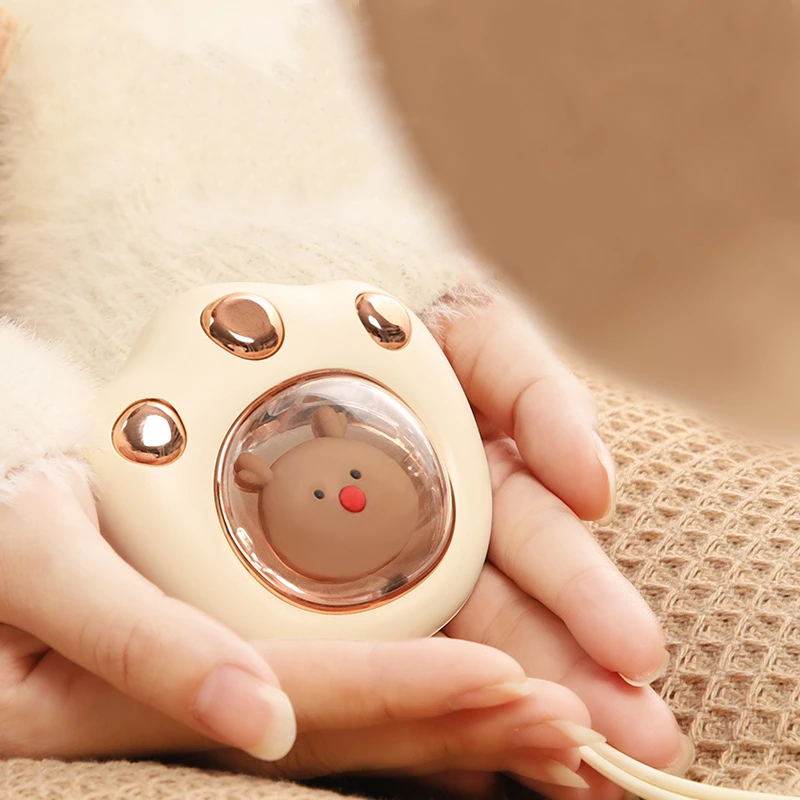 Mini Portable Hand Warmer Cat Paw Cute Winter Heater Quick Heating USB Rechargeable Pocket 1200Mah Small Mini Hands Warmer