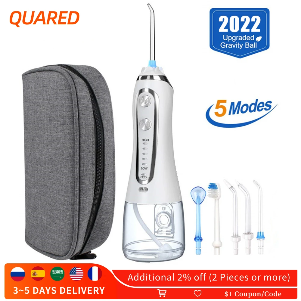 Oral Irrigator Portable IPX7 Waterproof Dental Water Flosser Jet USB Cordless Irrigator Dental Water Floss Tips Teeth Cleaner