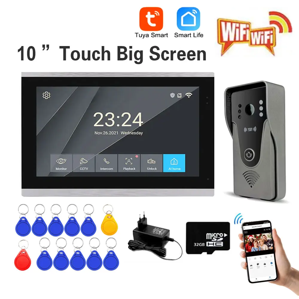 

HSmart HD 1080P 10-дюймовый цветной видеодомофон