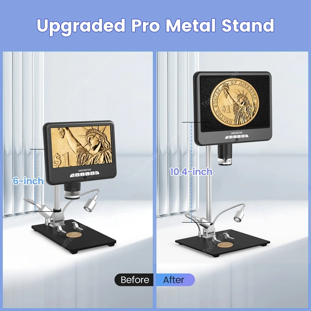 Maxgeek Andonstar AD207S-10Pro 10-дюймовый UHD-экран и цифровой микроскоп с подставкой 26 см для