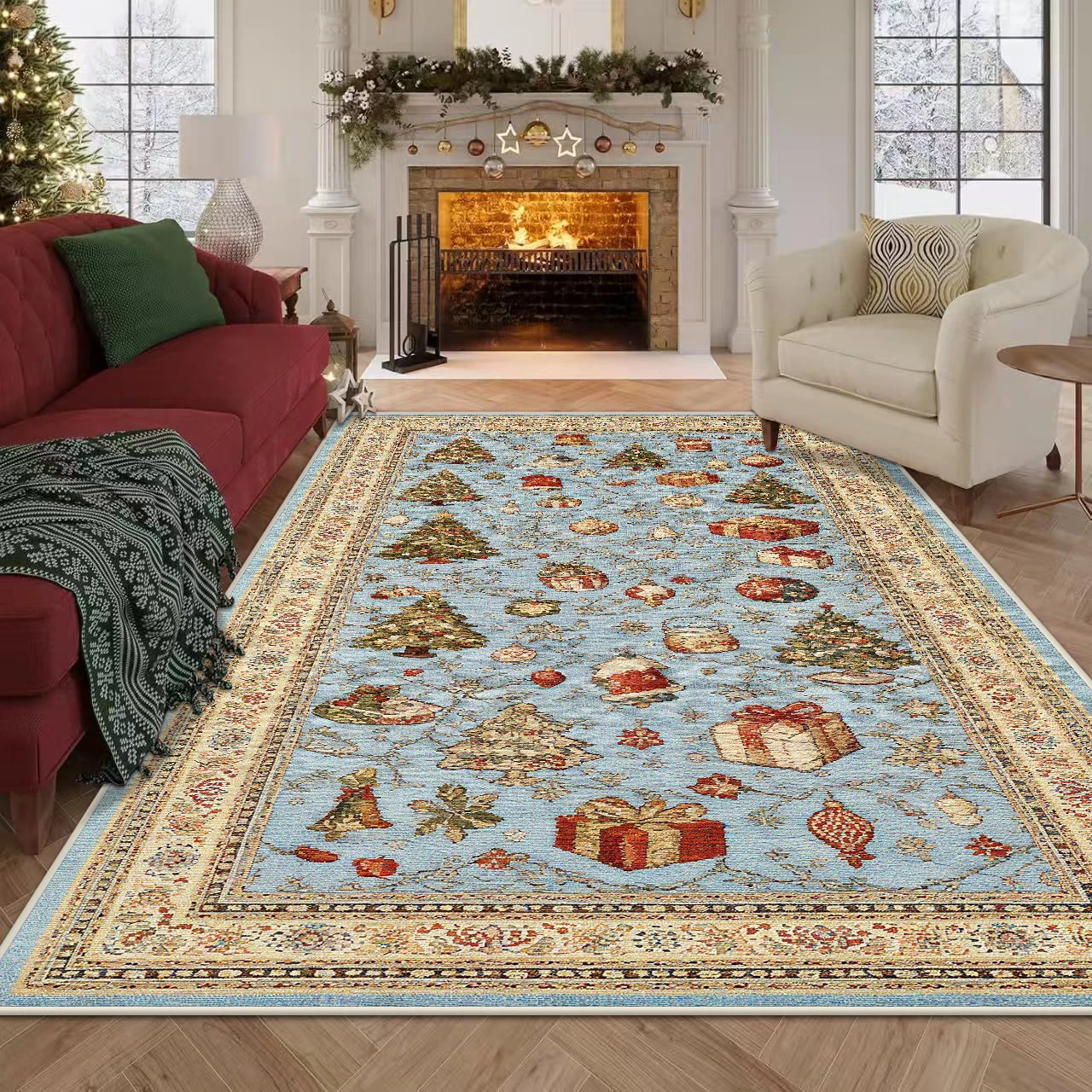 

Рождественский декоративный ковер из полиэстера