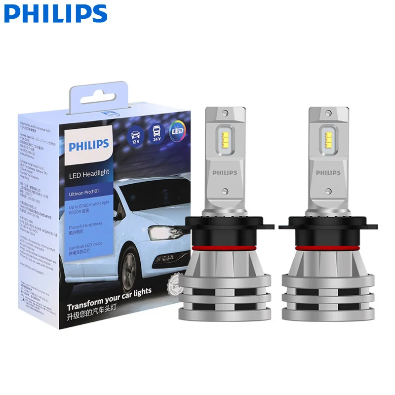 Светодиодная Автомобильная фара Philips Ultinon Pro3101 H7, 6000K, холодный белый свет, яркие лампы 12 В/24 В PX26d, автомобильная фара ближнего/дальнего света 11972U3101X2, пара