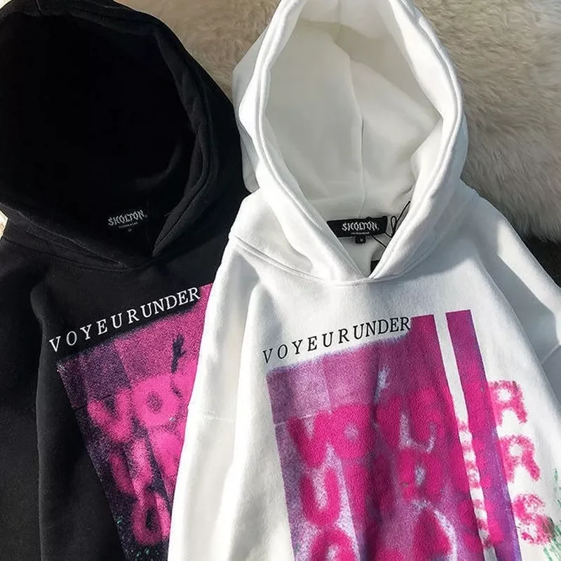 

Свитшот с буквенным принтом, женский свитер с капюшоном, Женский плюшевый утепленный Повседневный свитшот в американском стиле ретро для п...