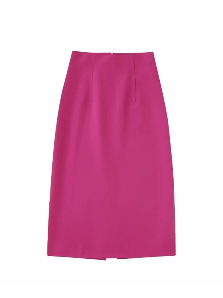 

2022 Autumn Women Solid Straight Skirts Casual High waist Zipper Split Female Elegant Street Skirt Clothing