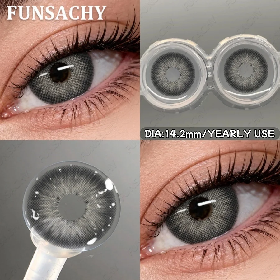 Фото FUNSACHY 1 пара цветных контактных линз корейского производства Natural Beauty Softlens, высококачественные серые линзы для глаз, годовые, косметические, быстрая доставка №1