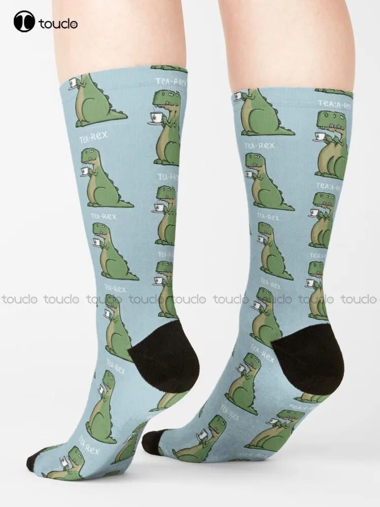 

Tea-Rex - Funny T-Rex Dinosaur Tea Pun Cartoon Illustration Socks Slipper Socks Personalized Custom 360° Digital Print Gift